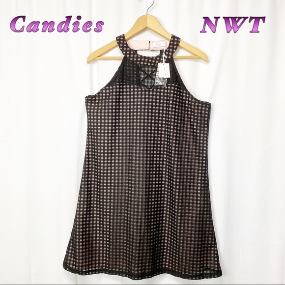 Candie's Dresses & Skirts - NWT-Candies-Black Semi Sheer Overlay Pink Dress L